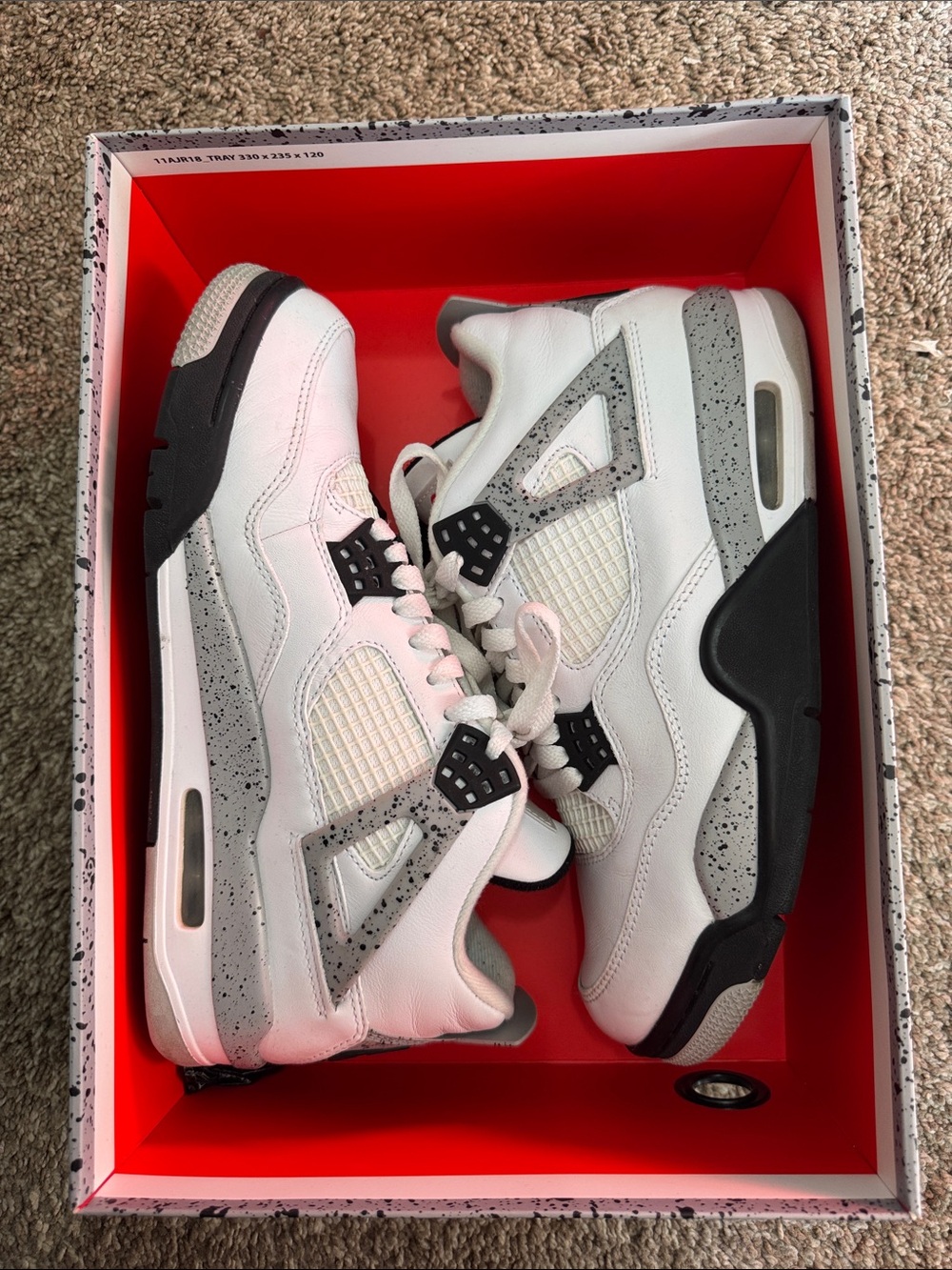 Jordan Retro IV White and Cement Grey Sneakers